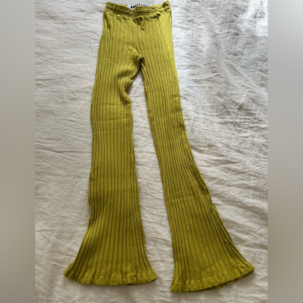 MOTHER Ribbed Flare Pants Green